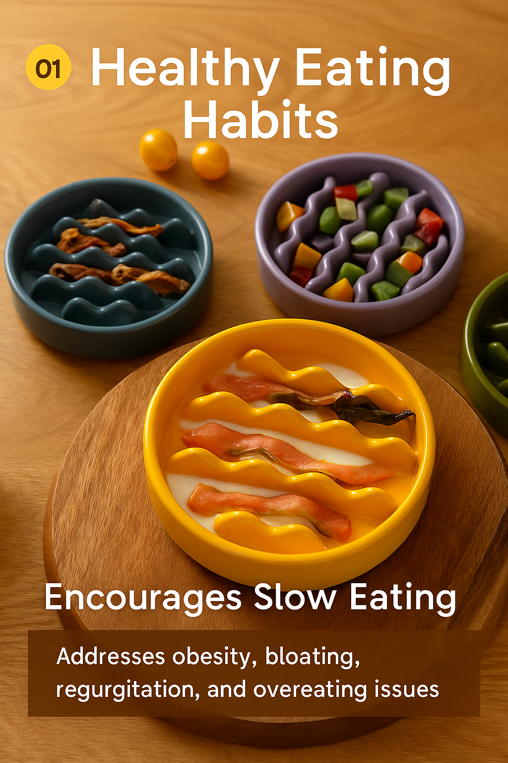PEHOM ZenBowl – Microwave-Safe Ceramic Slow Feeder for Cats & Dogs