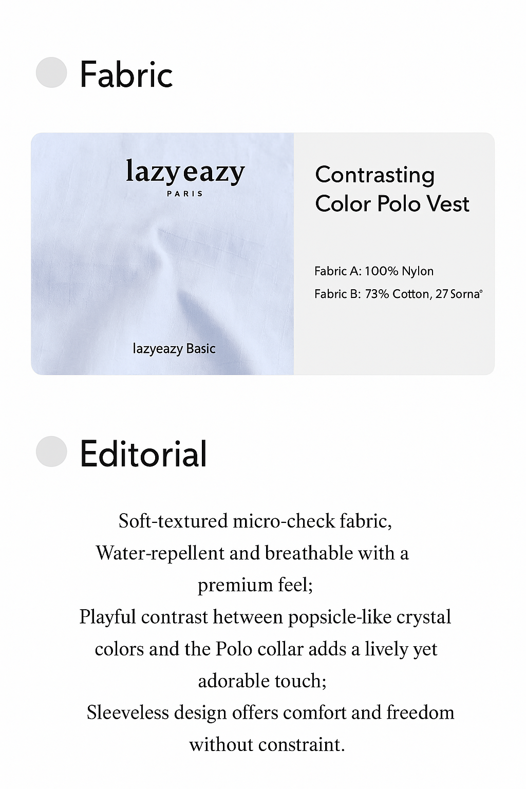 Lazyeazy Colorblock Pet Polo | Summer Lightweight Vest