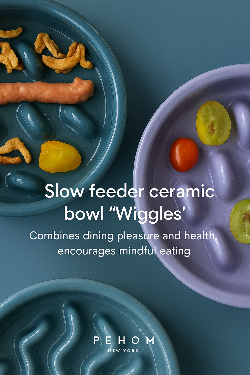 PEHOM ZenBowl – Microwave-Safe Ceramic Slow Feeder for Cats & Dogs
