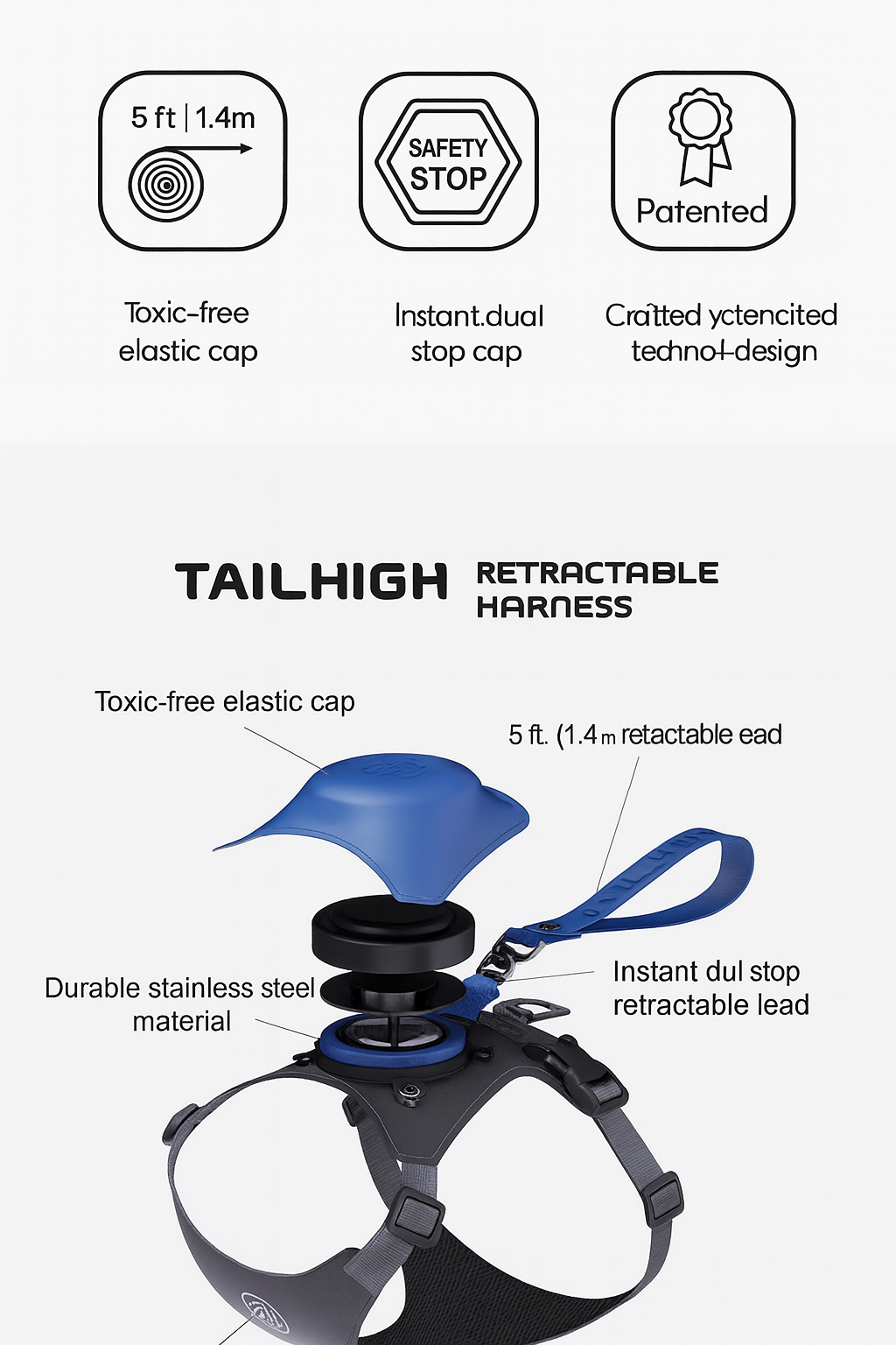 TAILHIGH Imported from Korea — All-in-One No-Pull Harness and Leash Set for Small, Medium, and Large Dogs and Cats