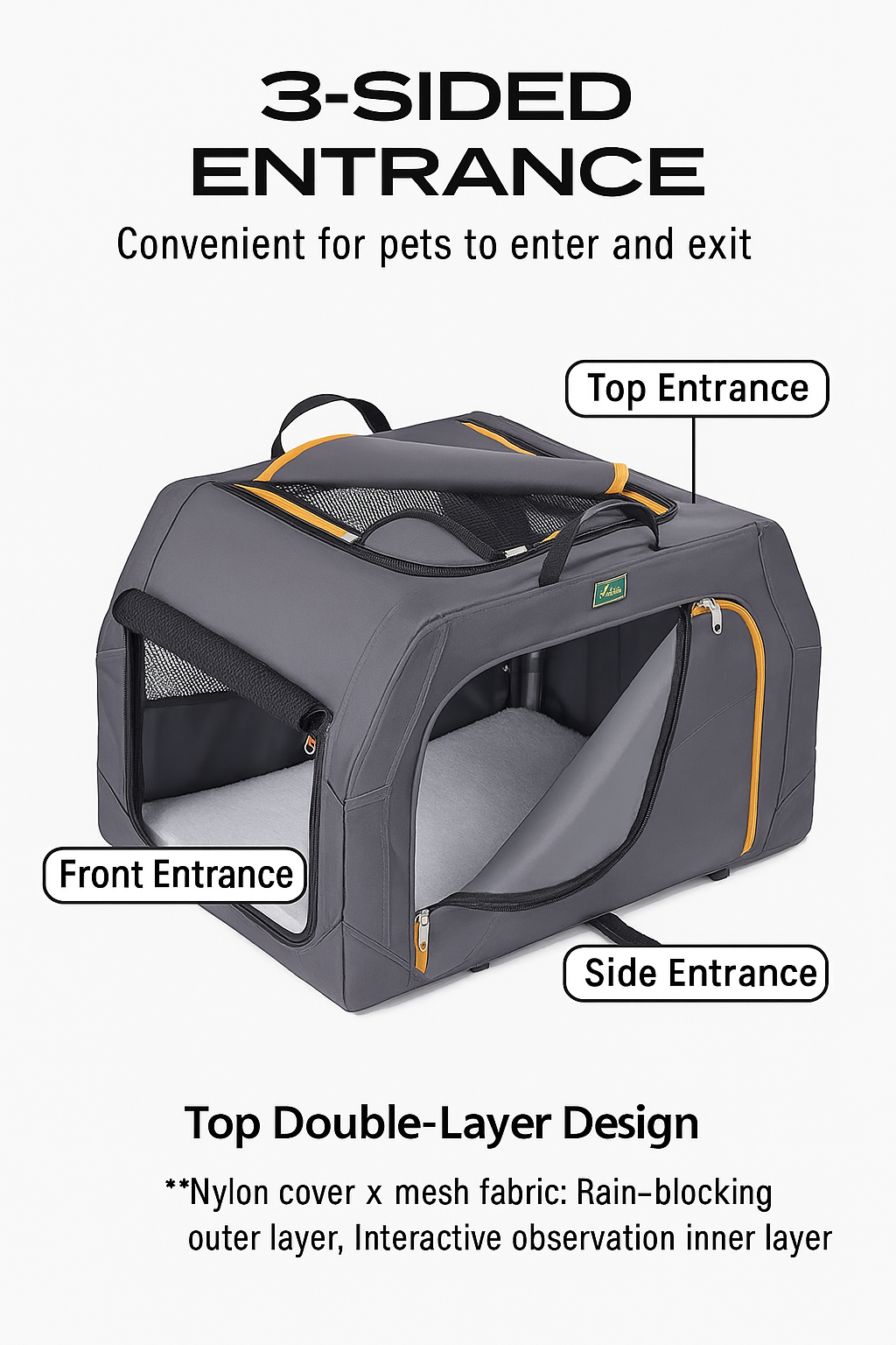 HUNTER Germany Portable Pet Travel Carrier – Breathable & Foldable Crate for Car, Camping & Outdoor Use